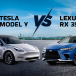 Tesla Model Y vs Lexus RX 350 comparison side-by-side showing exterior design and features